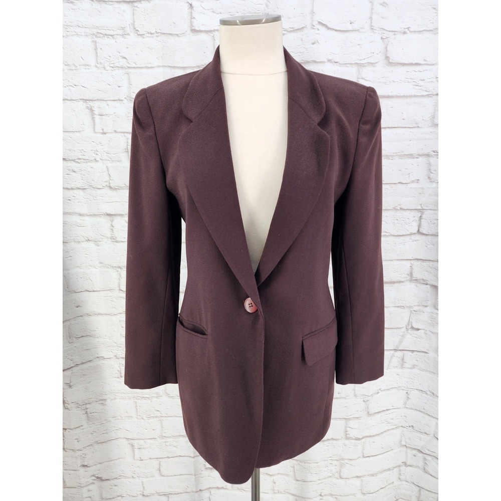 Vintage Jones NY Longline Blazer Size 6 Chocolate Brown Office Professional Chic